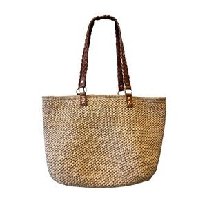 Luxury Raffia Handbag with genuine leather